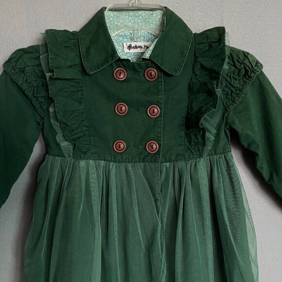 Vintage Style Green Girl's Double Breasted Coat Size 5-6 - Picture 3 of 5